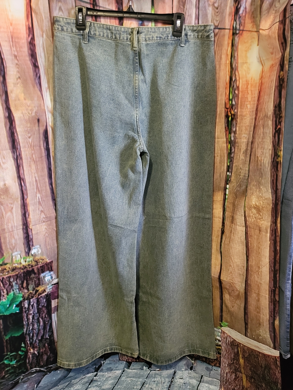 Fashion Nova Washed Olive Wide Leg Jeans - Picture 2 of 6